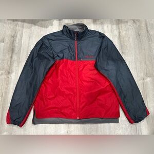 I155 Marmot Mens XL Red Gray Colorblock Nylon Full Zip Windbreaker Jacket